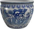 Red Lantern Oriental Furniture 16" Ladies Blue & White Porcelain Fishbowl by RedLantern