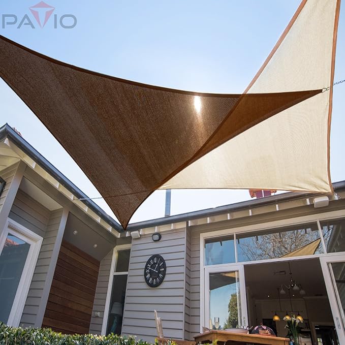Patio Paradise 9' x 9' x 8'10" Sun Shade Sail Triangle Canopy, Permeable Shade - Image 4