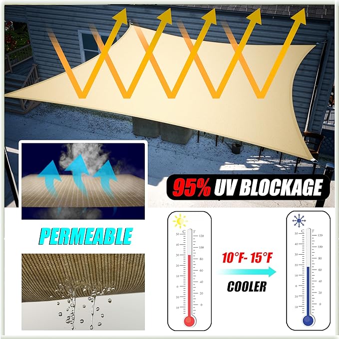 Amgo Custom Size 19' x 19' x 19' White Triangle Sun Shade Sail UPF50+ AGTAPRT12 - Image 5