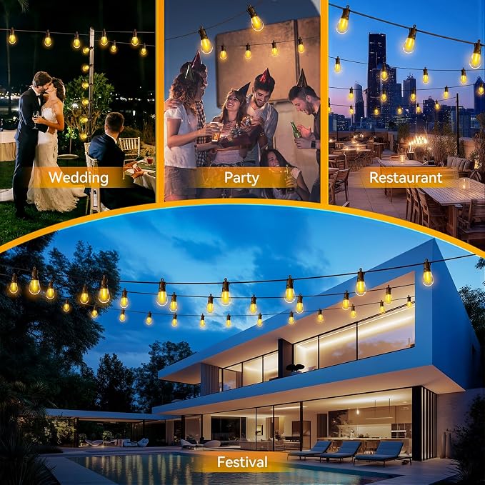 Outdoor String Lights Patio LED Light Outside - 45M 43+2 S14 LED 150ft Porch - Image 6