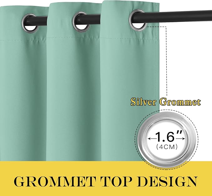 NICETOWN Aqua Blue Blackout Curtains 84 inch Length, Grommet Top Room Darkening - Image 5