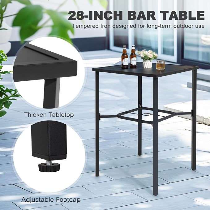 NUU GARDEN 5 Piece Patio Swivel Bar Set, All-Weather Textilene High Bistro - Image 7
