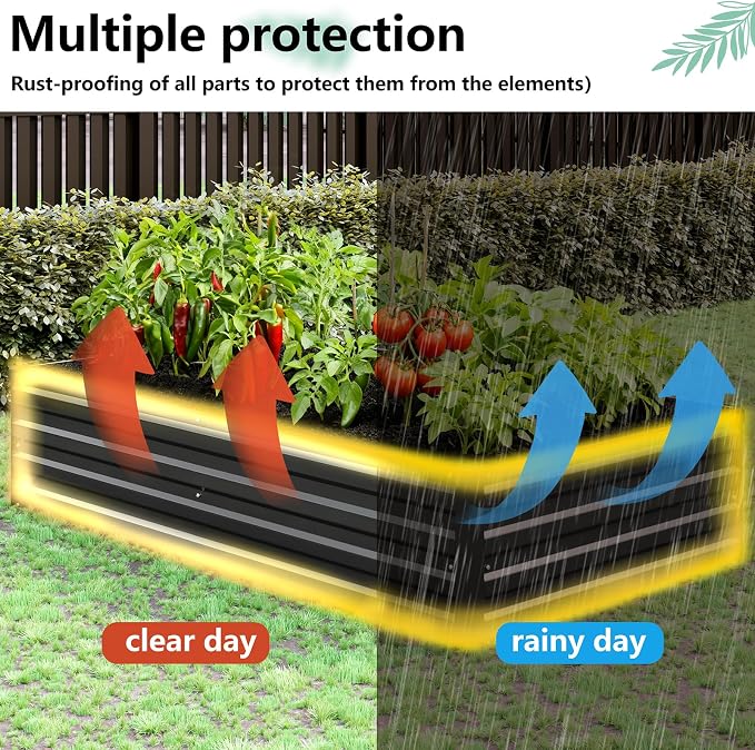 Vengarus 8x2x1FT Galvanized Raised Garden Bed Kit, Outdoor Metal Planter Box - Image 5
