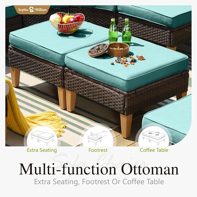 Sophia & William 9 Piece Patio Furniture Sets, Sectional Outdoor Rattan Wicker - Image 6