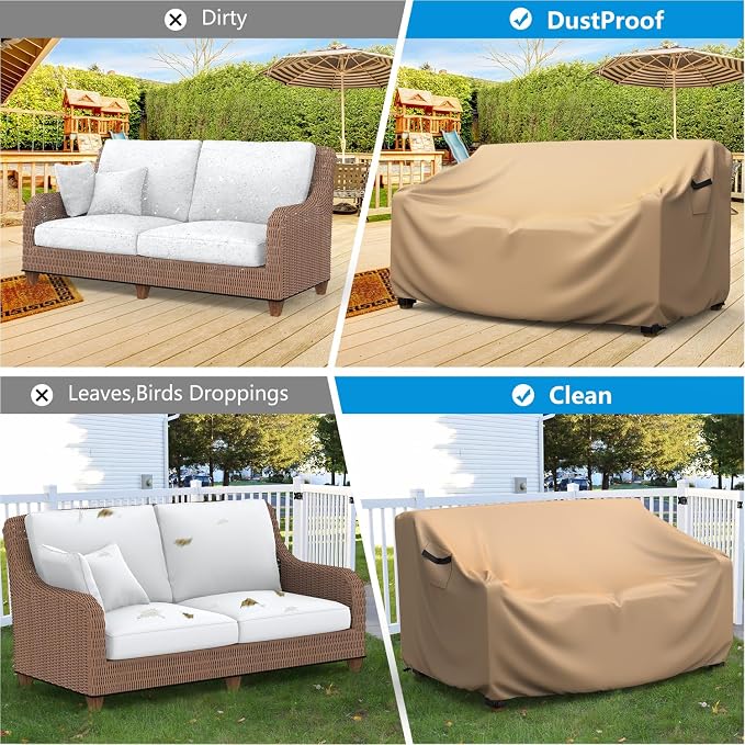 Heavy Duty Patio Sofa Cover, Mrrihand 3-Seater Outdoor Sofa Loveseat Cover - Image 5