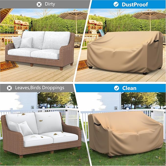 Heavy Duty Patio Sofa Cover, Mrrihand 2-Seater Outdoor Sofa Loveseat Cover - Image 6