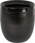 Creative Co-Op Embossed Textured Stoneware Planter, Matte Black by CreativeCo-Op