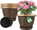 8 Inch Flower Pots Planters for Indoor Outdoor Plants, 4 Pack Plastic Small by Fodetyff