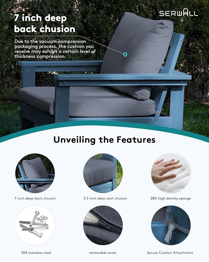SERWALL HDPE Patio Furniture Set, 7-piece Outdoor Sectional Sofa Set, All - Image 3