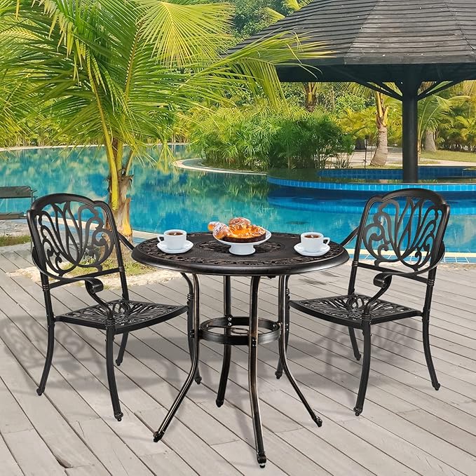 VINGLI 32" Outdoor Dining Table, Round Patio DiningTable - Image 9