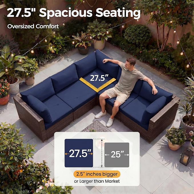 NICESOUL Large Size 9 Pcs Outdoor Patio Sectional Sofa Set - Image 6