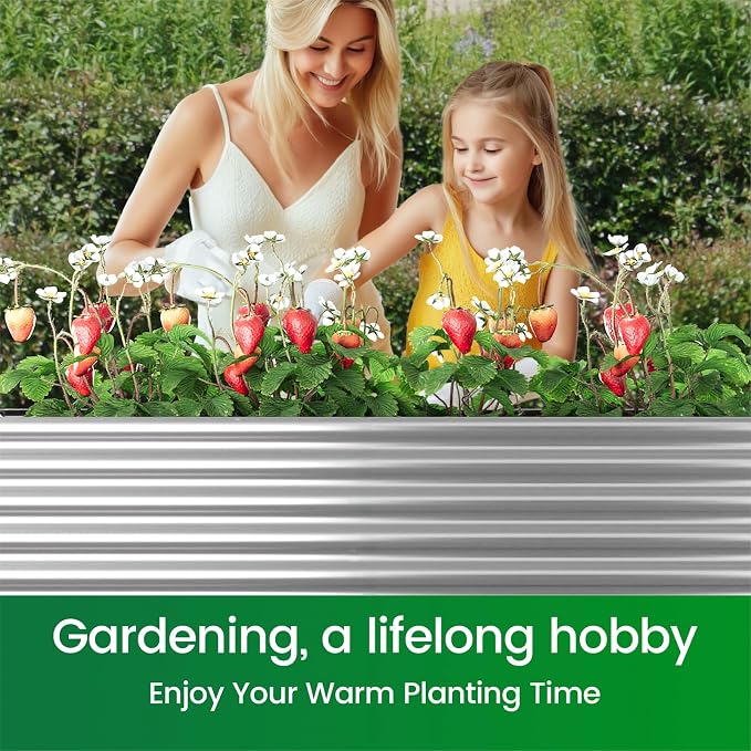 FRIZIONE 3pcs Tall 4x2x1.5ft Galvanized Raised Garden Bed Outdoor, Steel Garden - Image 7