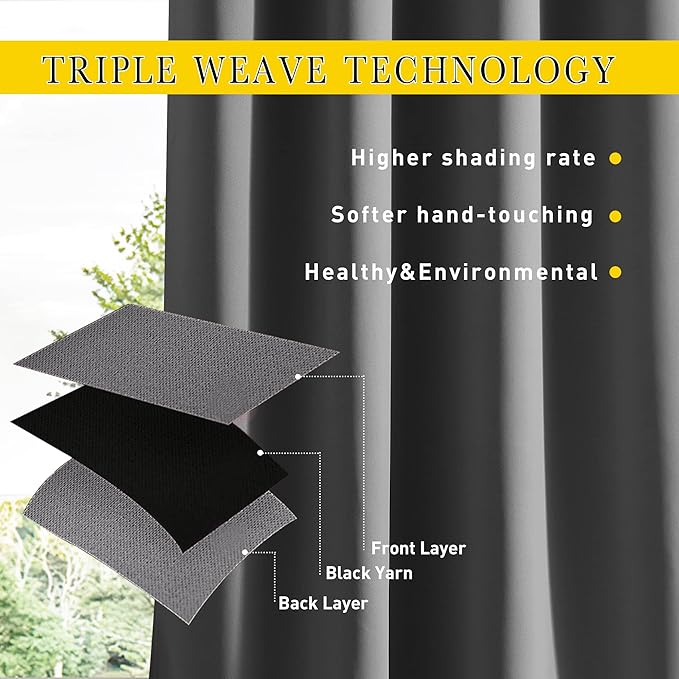 NICETOWN 2 Panels Weighted Blackout Curtains - Image 8