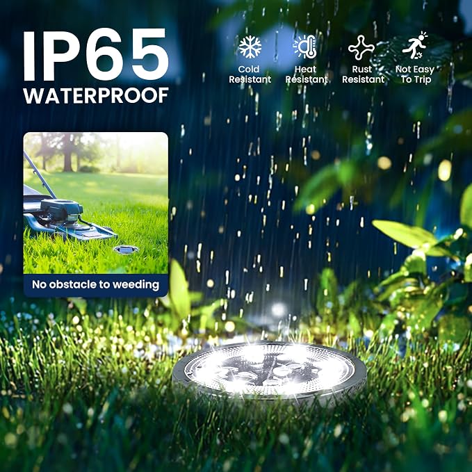 SOLPEX 10 Pack Solar Ground Lights Outdoor Waterproof, Solar Powered Pathway - Image 6