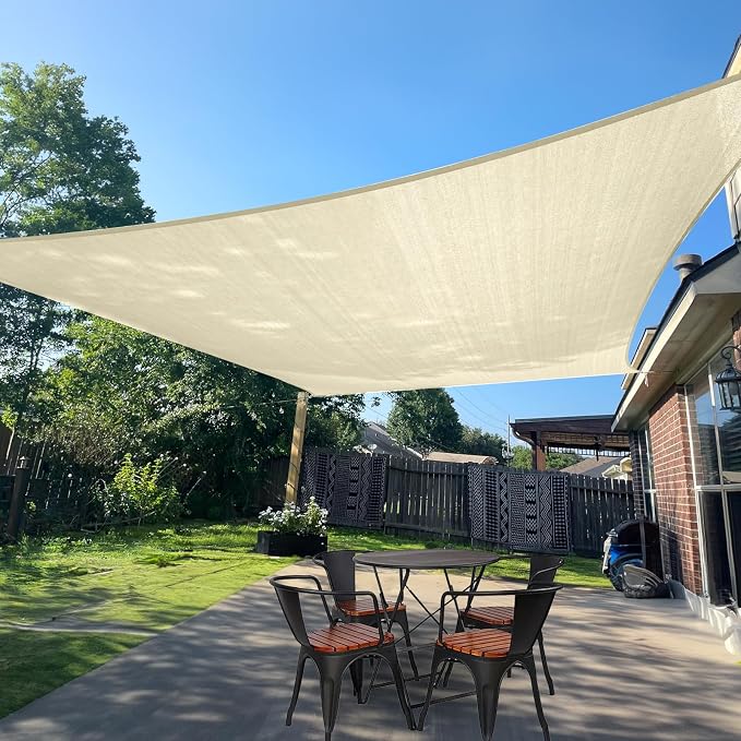 SUNLAX Sun Shade Sail 10' x 19' Butter Cream Rectangle Canopy Sail Shade Cover by SUNLAX