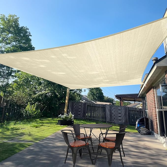 SUNLAX Sun Shade Sail 16' x 20' Butter Cream Rectangle Canopy Sail Shade Cover by SUNLAX