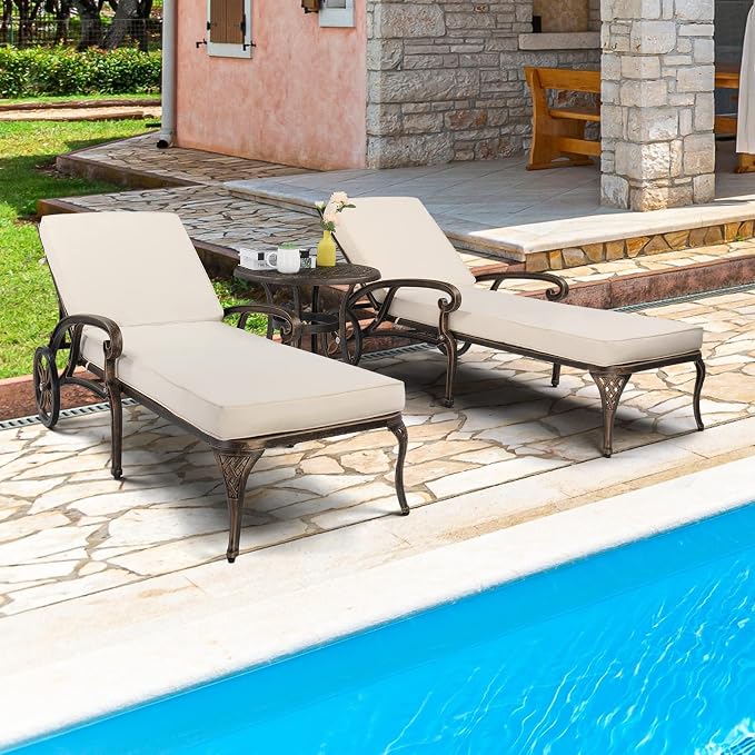 VINGLI Cast Aluminum Outdoor Chaise Lounge Chair - Image 2