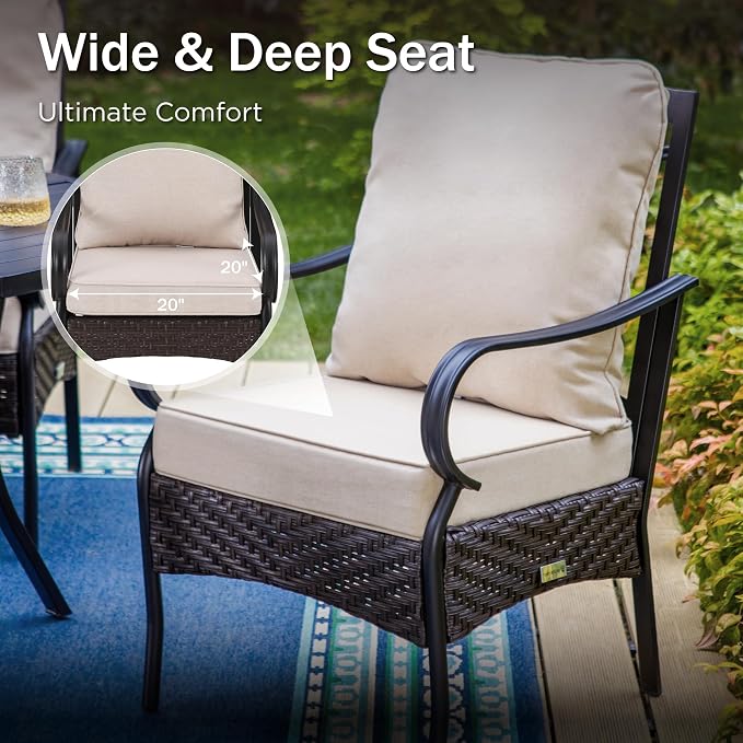 PHI VILLA Outdoor Dining Set for 6, All-Weather Patio Table and Chairs Set for 6 - Image 6