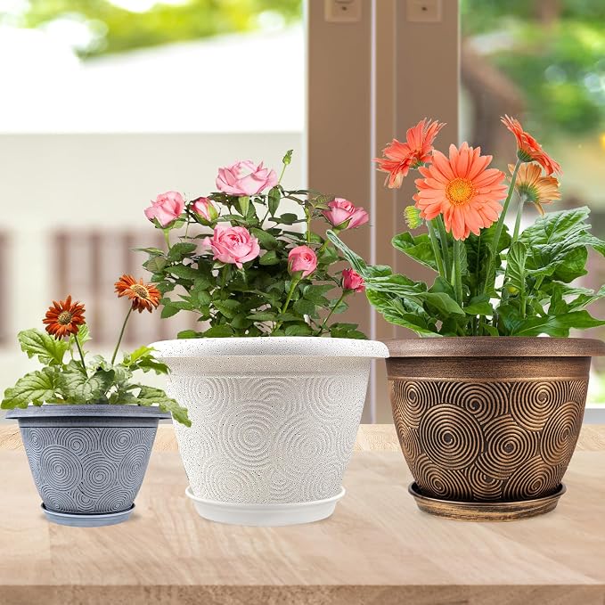 16 Inch Large Planter Pot for Plants Indoor Outdoor, 4 Pack Plastic Flower Pots - Image 2