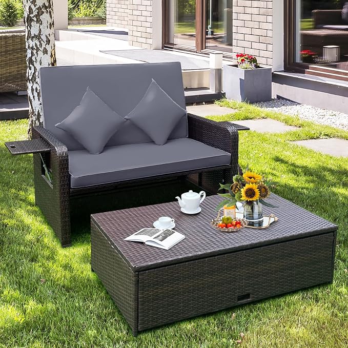COSTWAY Patio Rattan Daybed - Image 2