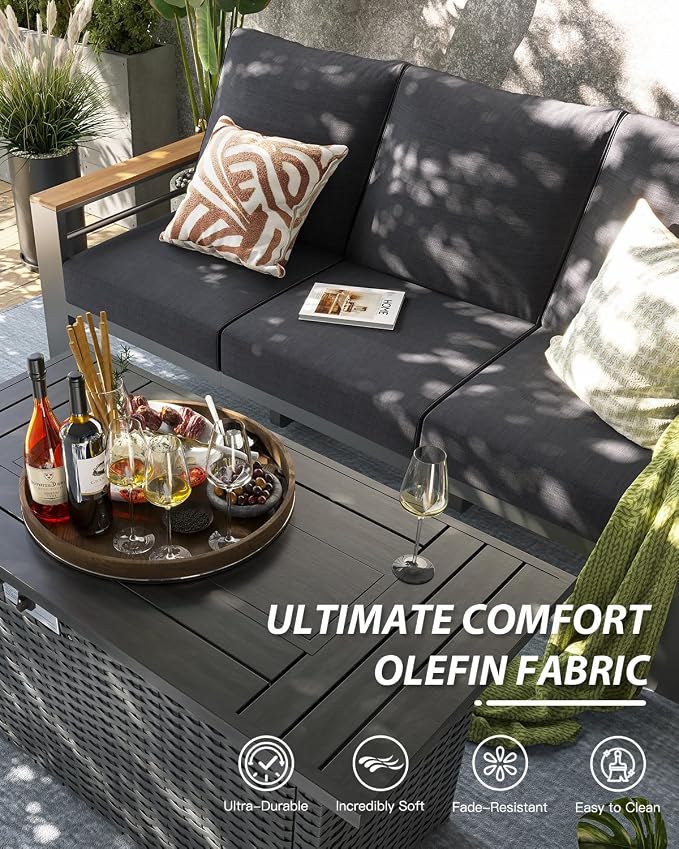 Aoxun Aluminum Outdoor Patio Furniture Set, 8-piece Outdoor Sectional - Image 4