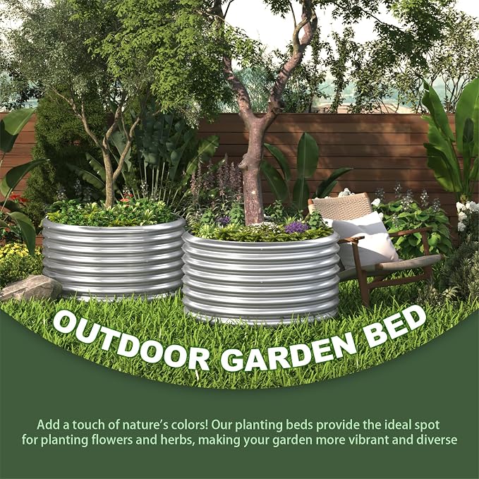 4 Pack Tall 2x2x2ft Round Galvanized Raised Garden Bed Outdoor, Metal Garden Bed - Image 6