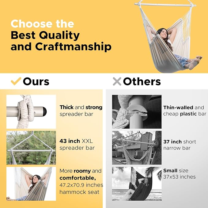 ADVOKAIR Hammock Chair Hanging Chair Rope Swing XXL - Image 3