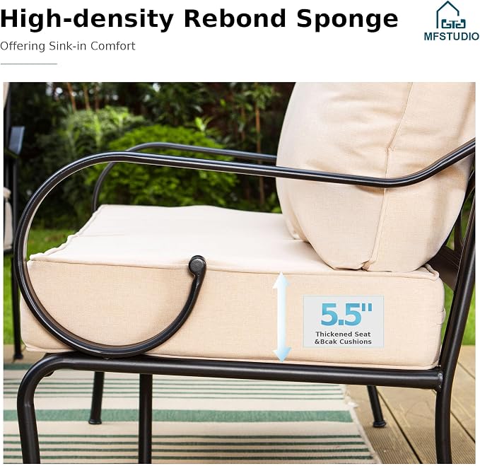 MFSTUDIO 7 Seats Metal Patio Furniture Sets, 6 Pieces Outdoor Sectional Sofa - Image 4