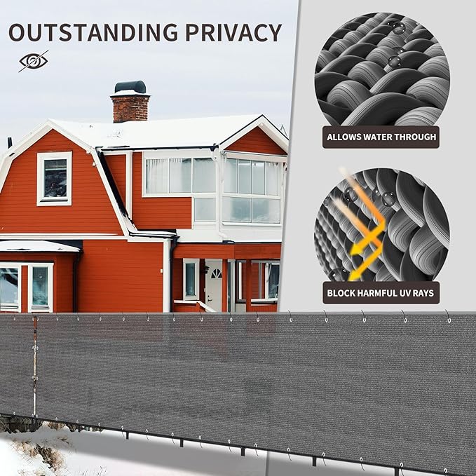 LOVE STORY Custom Size 3.3'x9' Dark Grey Balcony Privacy Screen, UV Block - Image 4