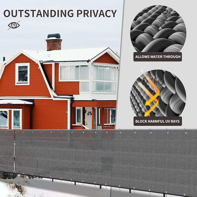 LOVE STORY Custom Size 3'x3' Dark Grey Balcony Privacy Screen, UV Block Privacy - Image 4