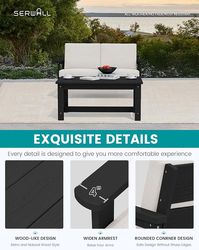 SERWALL HDPE Outdoor Patio Loveseat - Image 4