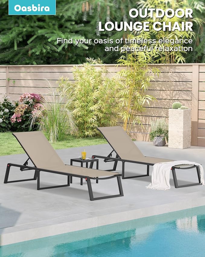 Aluminum Chaise Lounge Chair Outdoor, Foldable & No Assembly Patio Pool Lounge - Image 6