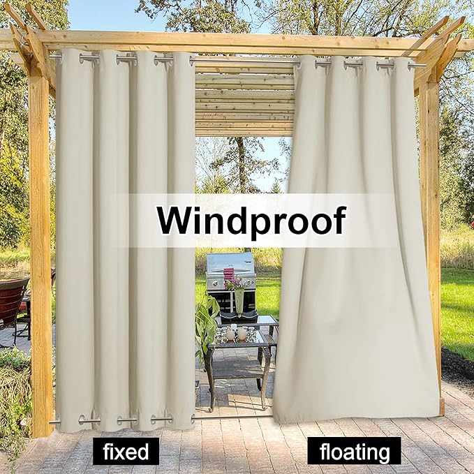 NICETOWN Outdoor Curtain for Patio Waterproof & Windproof, Thermal Insulated - Image 4