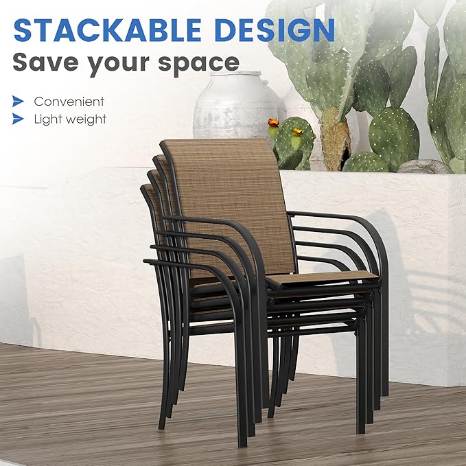 VICLLAX Patio Dining Set for 4, Outdoor Furniture Set Includes 1 Square Patio - Image 3