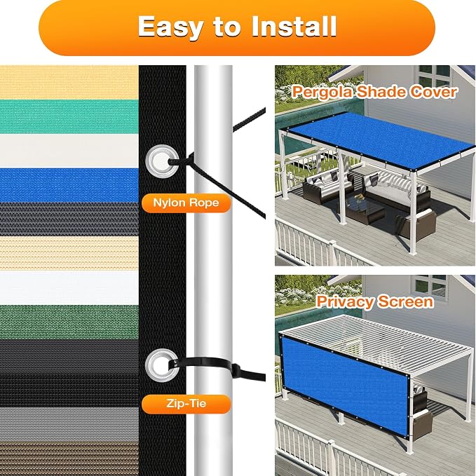 Artpuch Outdoor Pergola Shade Cover 12' X 24' Sun Shade Cloth - Image 5