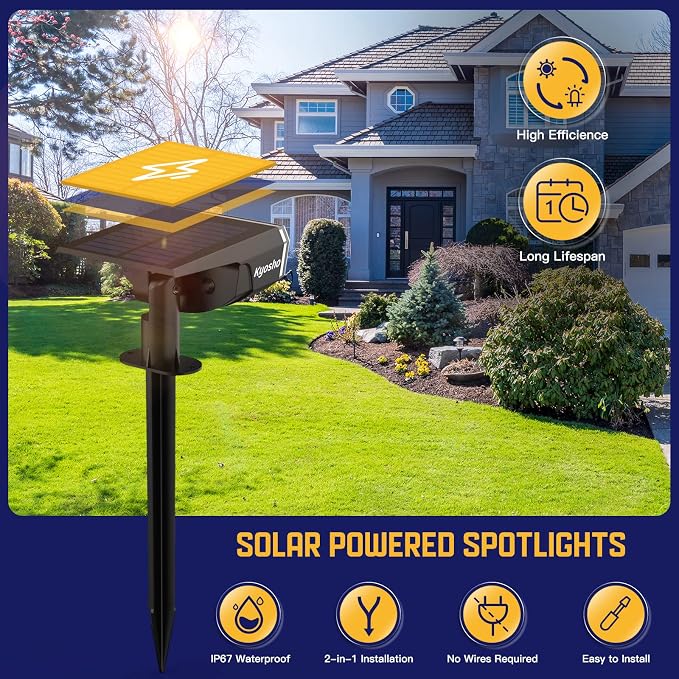 Kyosho Solar Spot Lights Outdoor Warm White, 38 LEDs Solar Landscape Lights - Image 9