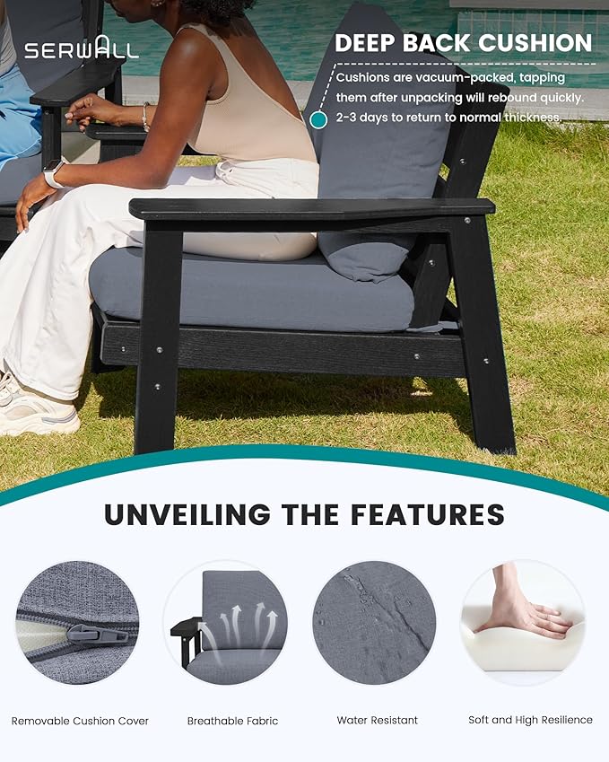 SERWALL HDPE Outdoor Patio Loveseat - Image 3
