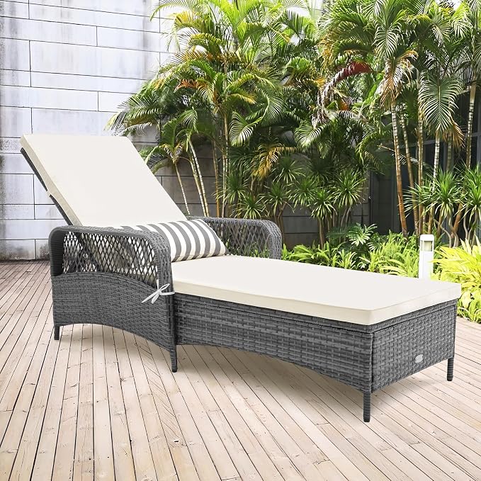 Tangkula Wicker Chaise Lounge Outdoor Set of 2, Patio Rattan Reclining Chaise - Image 9