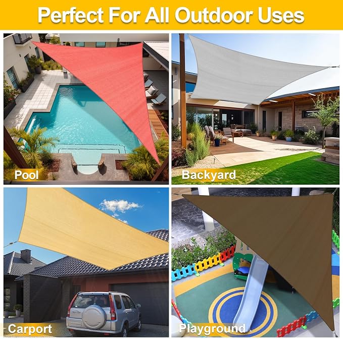 KANAGAWA Sun Shade Sail Curved 20'X26' Sand Rectangle Outdoor Shade Cover UV - Image 4