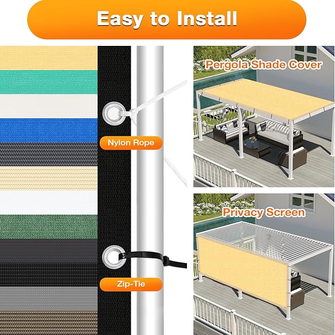 Artpuch Outdoor Pergola Shade Cover 19x20 FT Sun Shade Cloth - Image 5