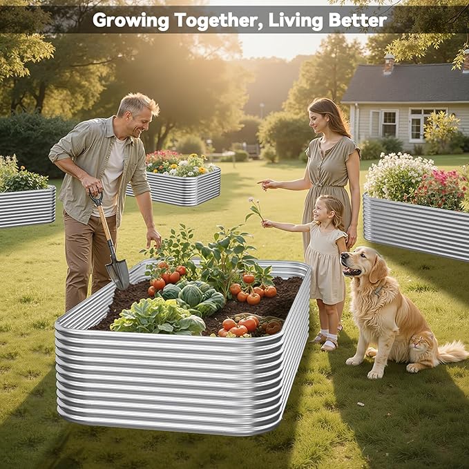 2 Pack Tall 8x3FT Raised Beds for Gardening, Corrugated Galvanized Steel Raised - Image 2
