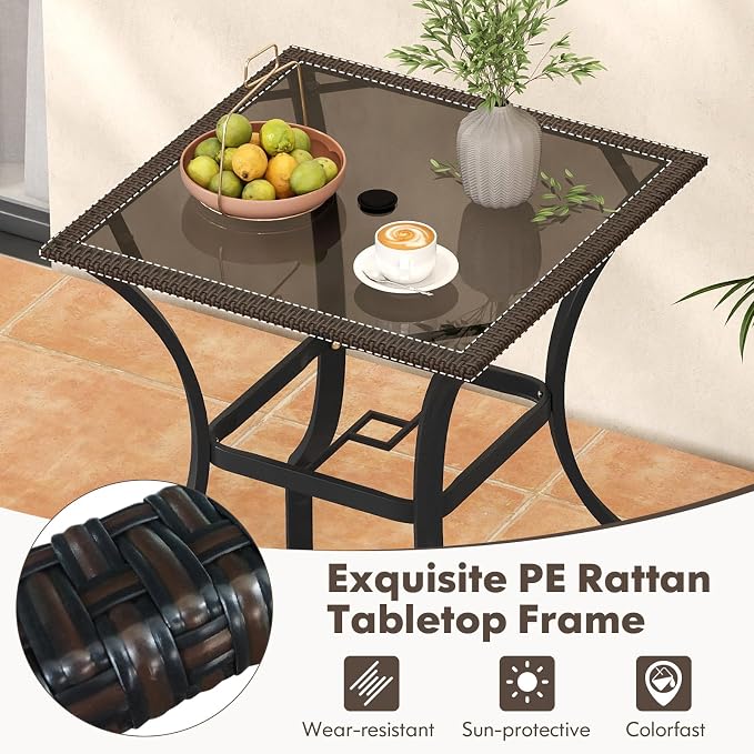 Tangkula Patio Bar Table with Umbrella Hole, All Weather 37 Inches Height Heavy - Image 4