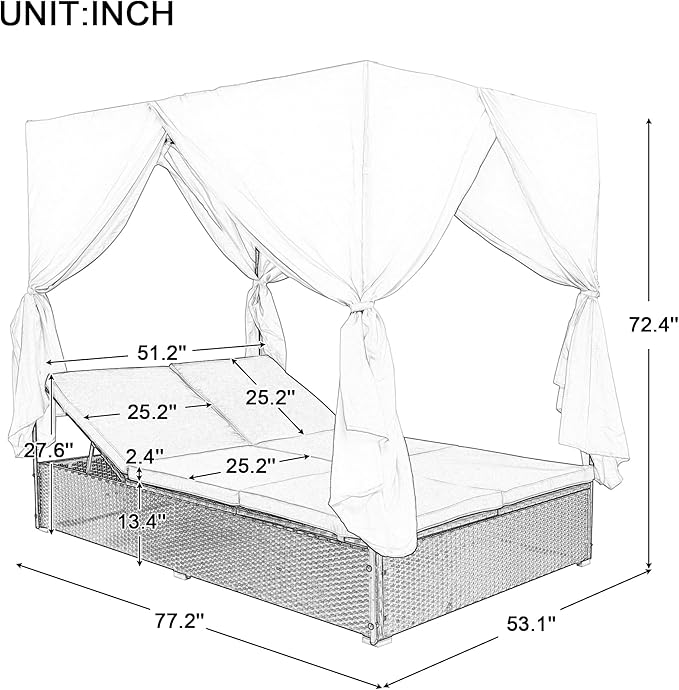 Wicker Metal Outdoor Patio Daybed - Image 2