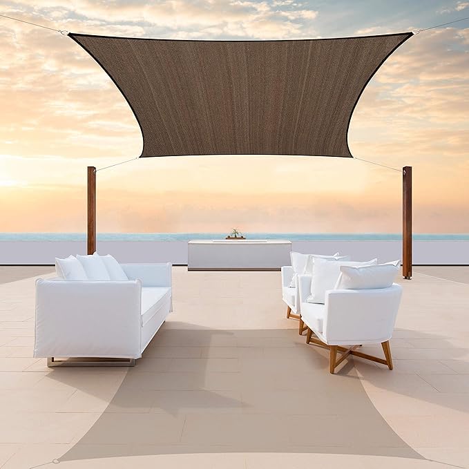 ColourTree TAPR1616 Custom Size 18' x 23' Brown Sun Shade Sail Canopy UV Block by ColourTree