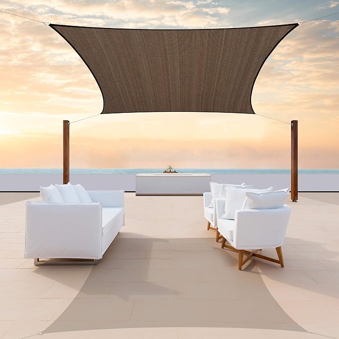 ColourTree TAPR1616 Custom Size 9' x 10' Brown Sun Shade Sail Canopy UV Block by ColourTree