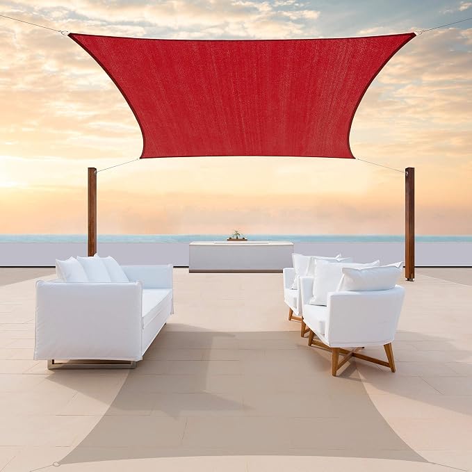 ColourTree TAPR1616 Custom Size 18' x 22' Red Sun Shade Sail Canopy UV Block by ColourTree