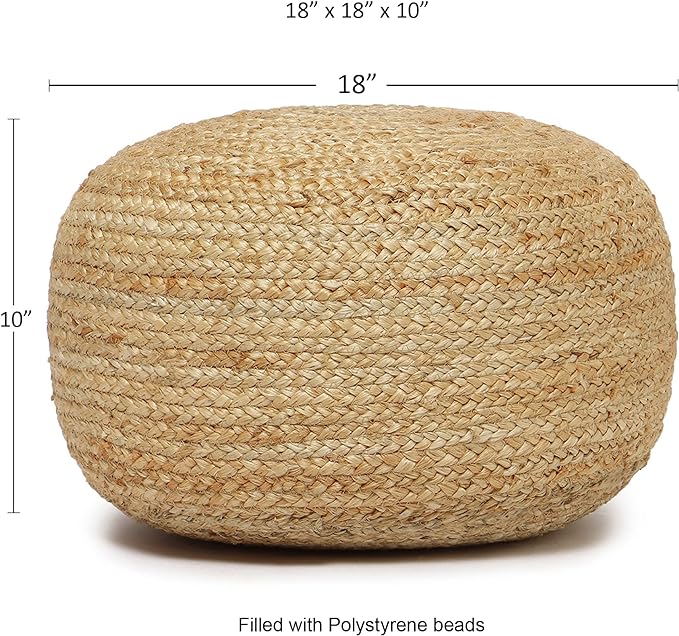 REDEARTH · Jute Circular Low Pouf Ottoman - Image 3