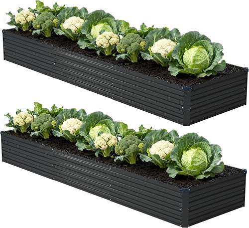12x2x1ft Galvanized Raised Garden Bed, Outdoor Planter Box Metal Patio Kit by Foxlang