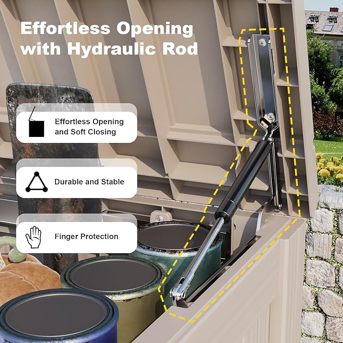 DRATO 150 Gallon Outdoor Storage Box, Large Waterproof Deck Box, Lockable Resin - Image 3