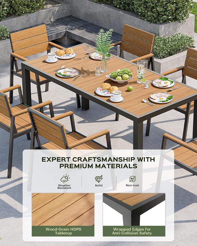 Outdoor Dining Chairs Set of 2, HDPS + Aluminum Patio Dining Chairs - Image 2